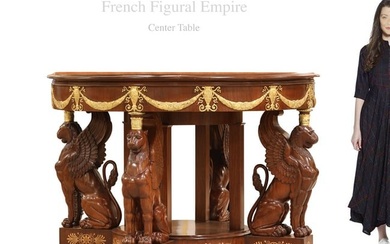 19th C. French Empire Figural Center Table