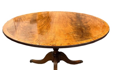 19th century A circular tilt table, with brass inlay...