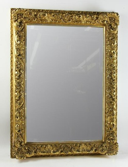 19thC Gold Leaf Mirror with Beveled Glass