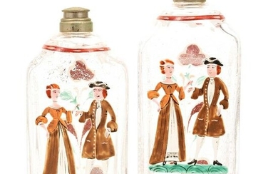 (2) Bottles, Bohemian Art Glass