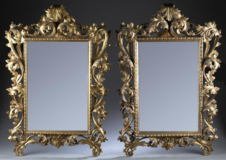2 Italian gilt carved wood mirrors.