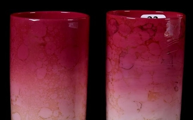 (2) Tumblers, New England Pink Agata Art Glass