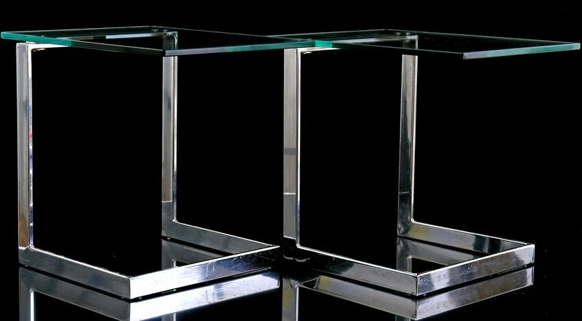 2 glass side tables