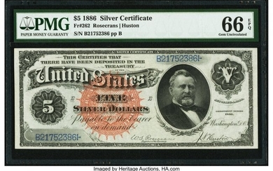 20032: Fr. 262 $5 1886 Silver Certificate PMG Gem Uncir