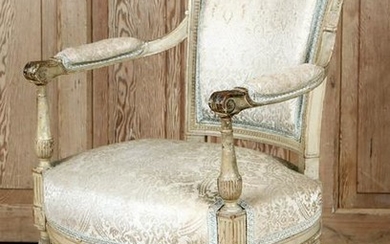 18TH CENT. LOUIS XVI STYLE FRENCH OPEN ARM CHAIR