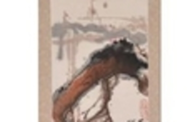 Wu Yefu , a scroll painting of a flowering branch of