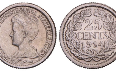 25 Cent Wilhelmina 1914. FDC.