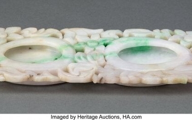 28032: A Chinese Carved White and Green Jadeite Brush W
