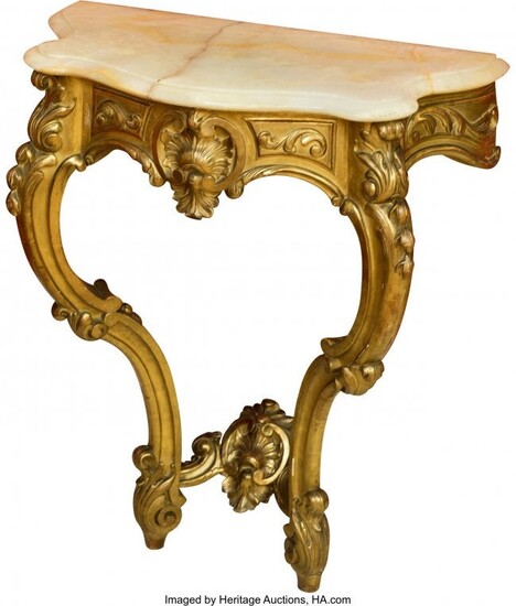 28032: A Louis XV-Style Carved Giltwood Console with Wh