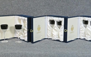 3 SIGNED BOXED SETS FABERGE WINE GLASSES