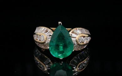 3.00ct Emerald, 1.50ctw SI1-SI2/G-H Diamond 14K Ring