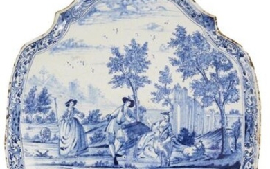 32-Delft :a large earthenware wall plaque with blue monochrome decoration...