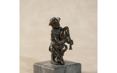 After Giambologna, (Flemish working in Italy, 1527 – 1608), a bronze model of a seated bagpiper