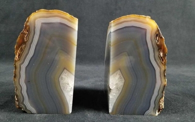 Pair of Agate Geode Book Ends or Decorative Objects