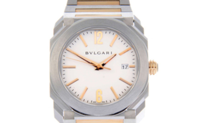 BULGARI - a gentleman's stainless steel Octo Solotempo bracelet watch.