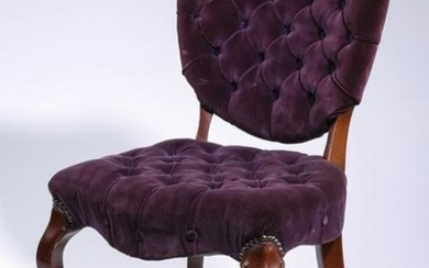 Button-tufted velvet upholstered side chair