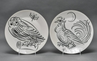 Fornasetti Uccelli Calligrafici Dinner Plates, 2