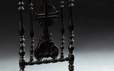 French Ebonized Beech Prie Dieu, c. 1870, the curved