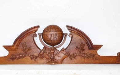 French Renaissance carved walnut over door crest