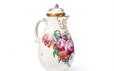 A Höchst porcelain coffee pot with "fleurs fi ...