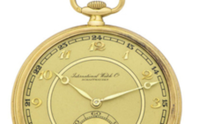 IWC POCKET WATCH YELLOW GOLD A fine manual-winding 14K yellow gold pocket watch.