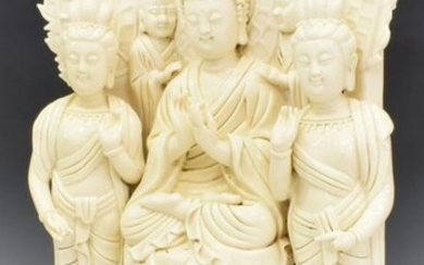 LARGE CHINESE DEHUA PORCELAIN BUDDHIST MAITREYA