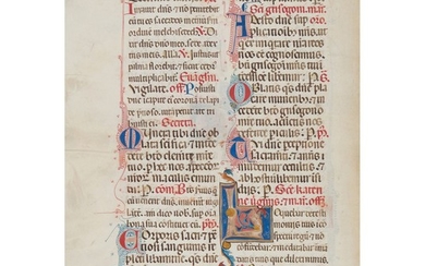Leaf from a Missal, Dominican Use, in Latin, illuminated manuscript on parchment [Italy (Perugia), parent manuscript dated 1353]