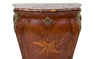 A Louis XV Style Gilt Bronze Mounted Marquetry Cabinet