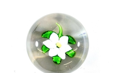 A St Louis White Double Clematis Paperweight, circa 1850, with...