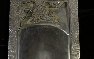 A STONE INK SLAB CARVED IN BAMBOO