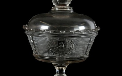 Swan Pattern Glass Covered Compote