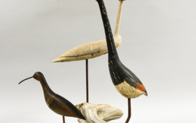 Three Carved and Painted Birds