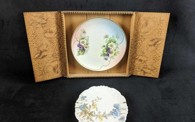 Lot Of Two Hanging Hand Painted Porcelain Plate Art