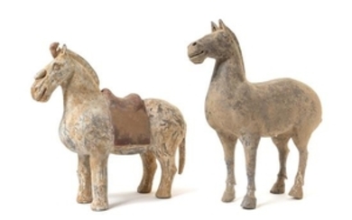 * Two Pottery Figures of Horses
