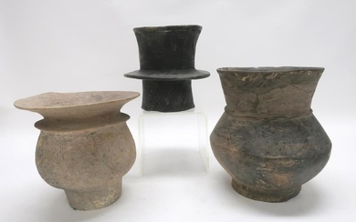 3 Unglazed Chinese Pottery Jars