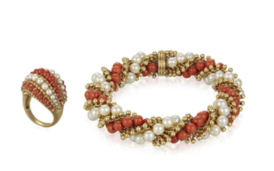 VAN CLEEF & ARPELS CORAL AND CULTURED PEARL JEWELRY