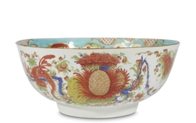 A Worcester 'Jabberwocky' pattern punch bowl circa 1765 H:...
