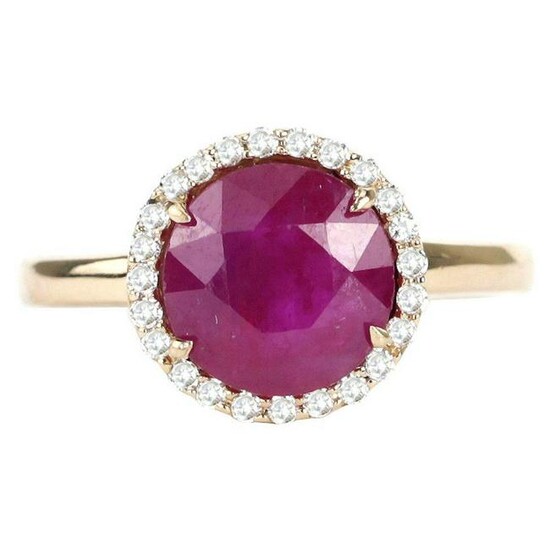 3.43 tcw Ruby Natural Diamond Ring in 18K Rose Gold