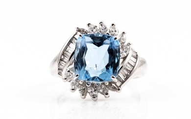 3.74ct Aquamarine and Diamond Ring