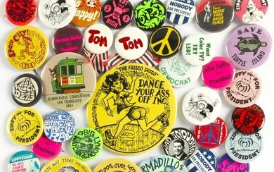 38 Vintage 1970s Counter Culture Buttons