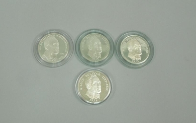 (4) Panama 20 Balboas Silver Coins.