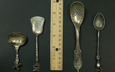 4 antique sterling silver small spoons. marked
