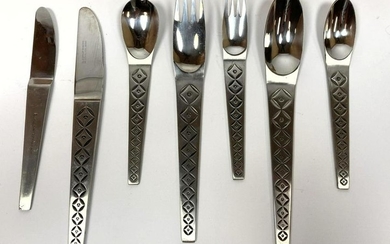 47pc STANLEY ROBERTS modernist stainless flatware. Mini