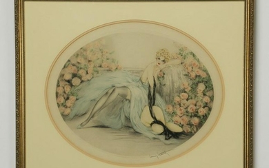 Louis Icart signed 'La Belle Rose' etching, framed