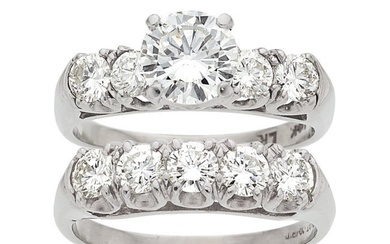55332: Linz Diamond, Platinum, White Gold Ring Set St
