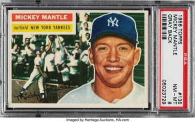 56832: 1956 Topps Mickey Mantle (Gray Back) #135 PSA NM