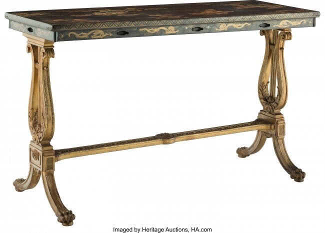 61032: A Regency-Style Japanned and Giltwood Side Table