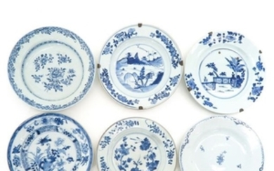 A Collection of Six Blue and White Decor Plates
