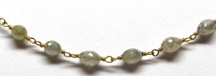 Diamond bead, 18k yellow gold necklace