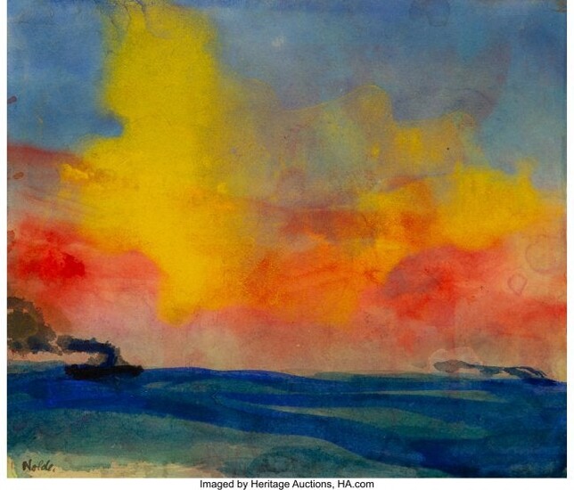 77032: Emil Nolde (1867-1956) Seascape, 1946 Watercolor